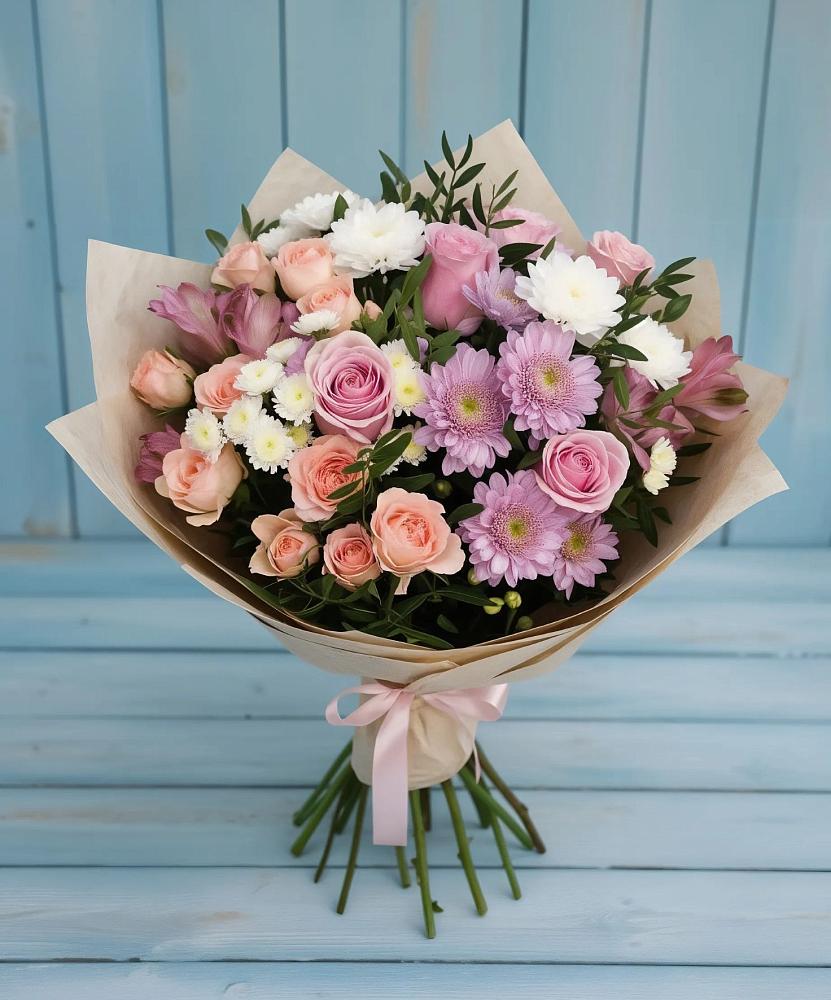 Букет цветов из: Хризантемы, Розы и Альстромерии в Ивдели