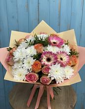 Букет цветов из:  Розы, Герберы и Хризантемы #REPLACE_PRED# Ивдели