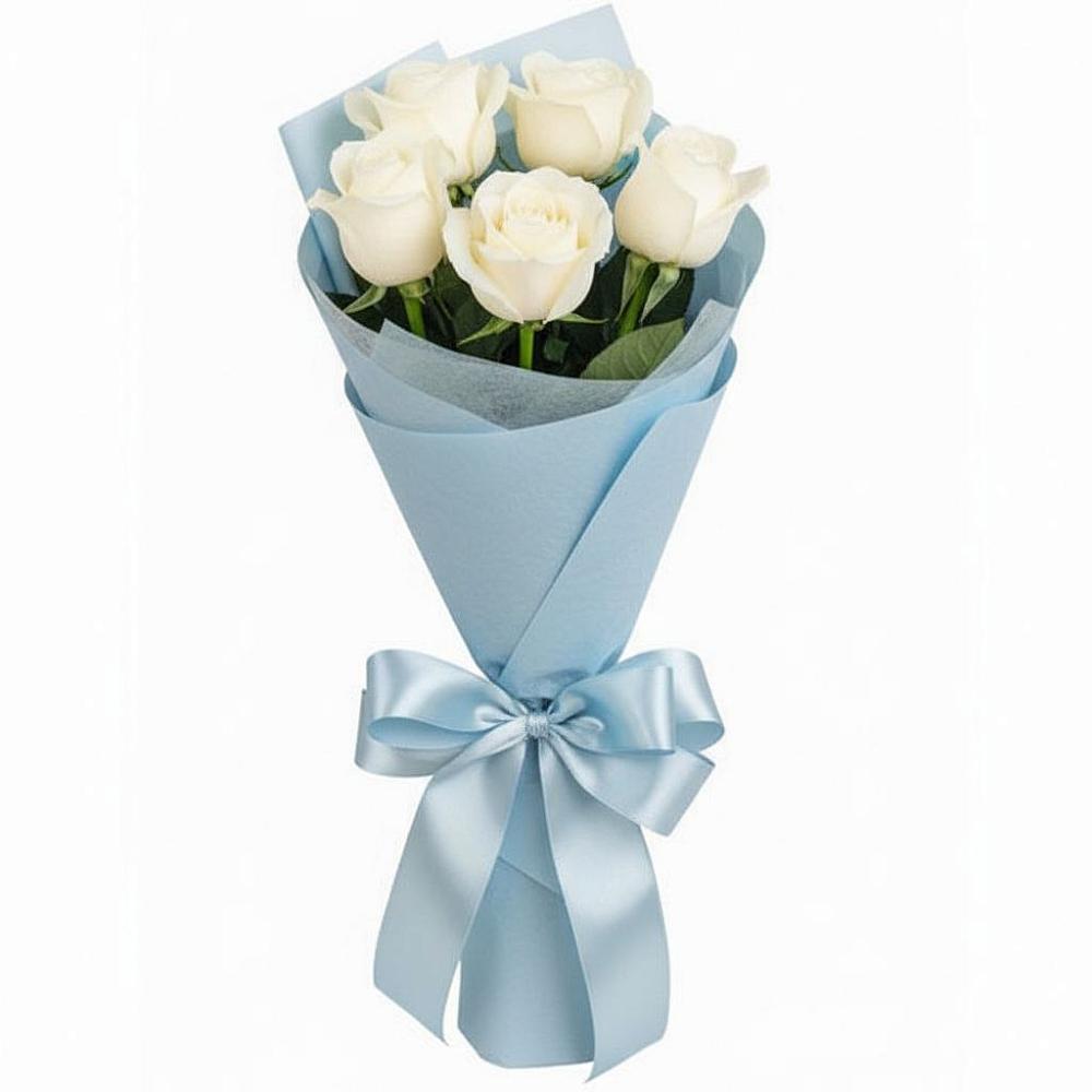 Букет 5 Белых роз Проуд в Ивдели