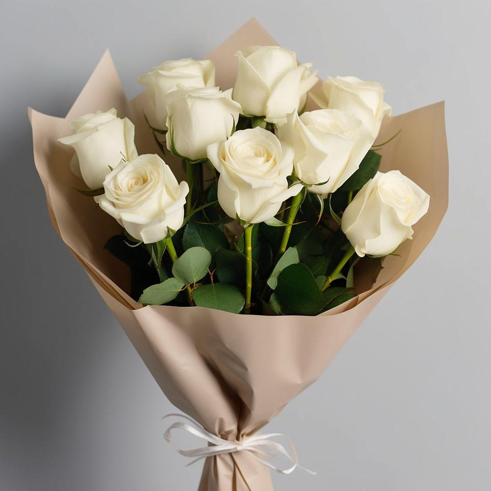 Букет 9 Белых роз Эдлесс Лав в Ивдели