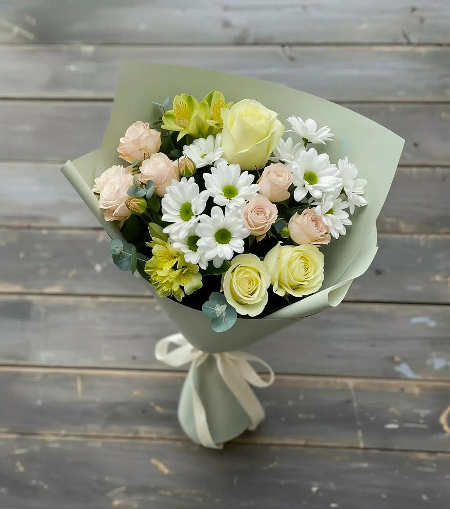 Букет цветов из: Альстромерии, Розы и Хризантемы в Ивдели