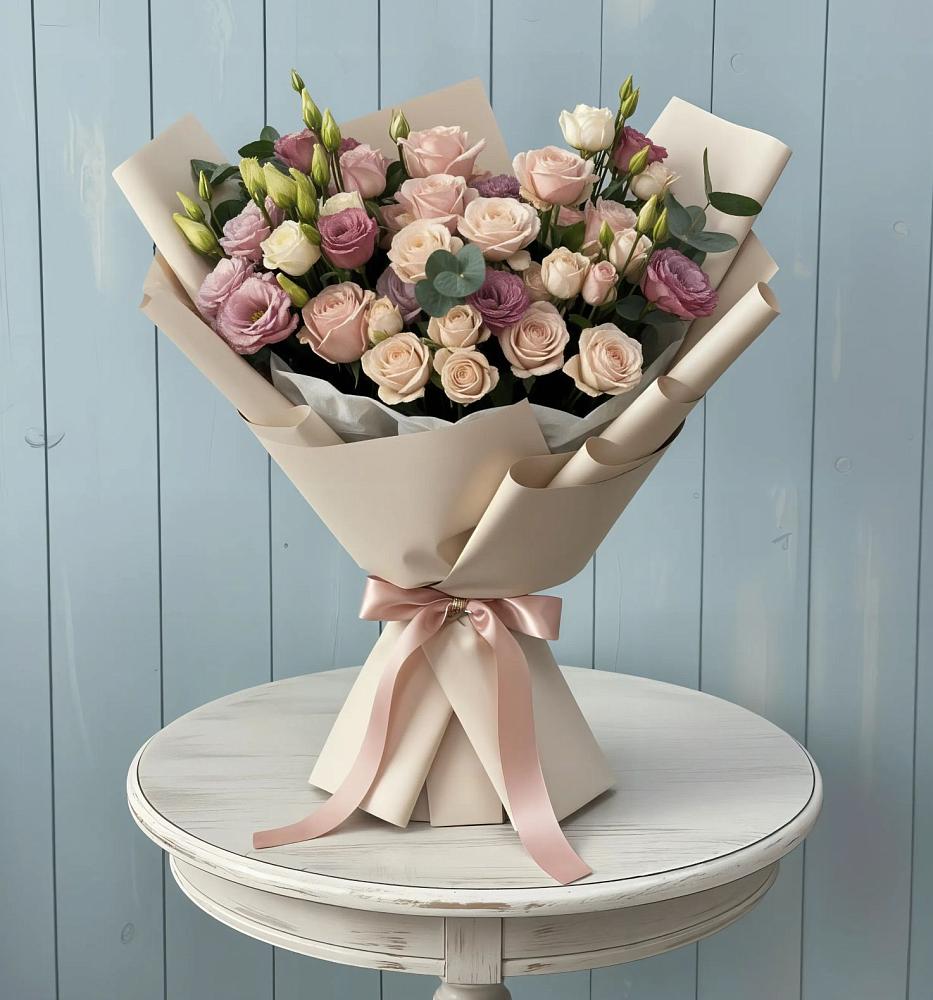 Букет цветов из: Розы и Лизиантусы в Ивдели