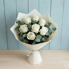 Букет Белые розы в Эвкалипте #REPLACE_PRED# Ивдели