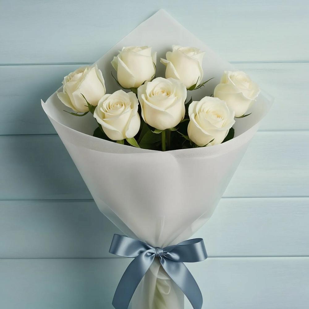 Букет 7 Белых роз Эдлесс Лав в Ивдели